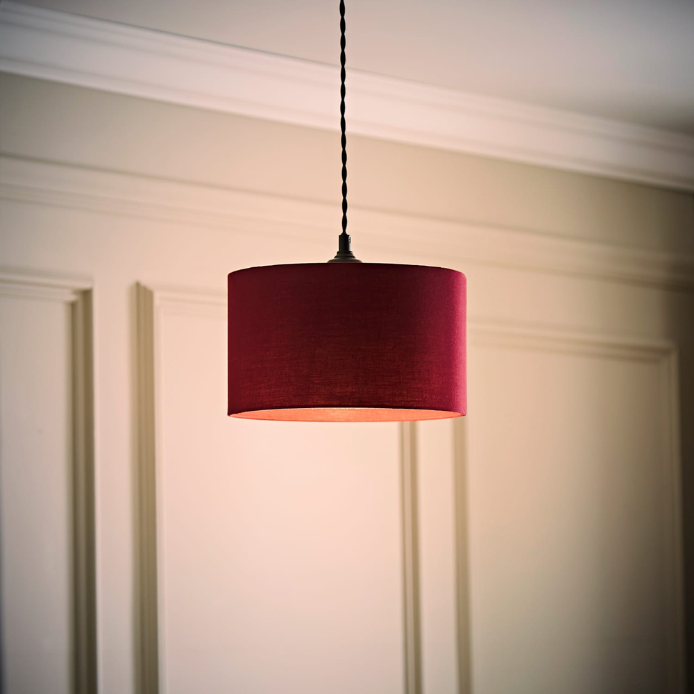 ValueLights Reni Plum Fabric Small Drum Ceiling Lamp Shade Image 6