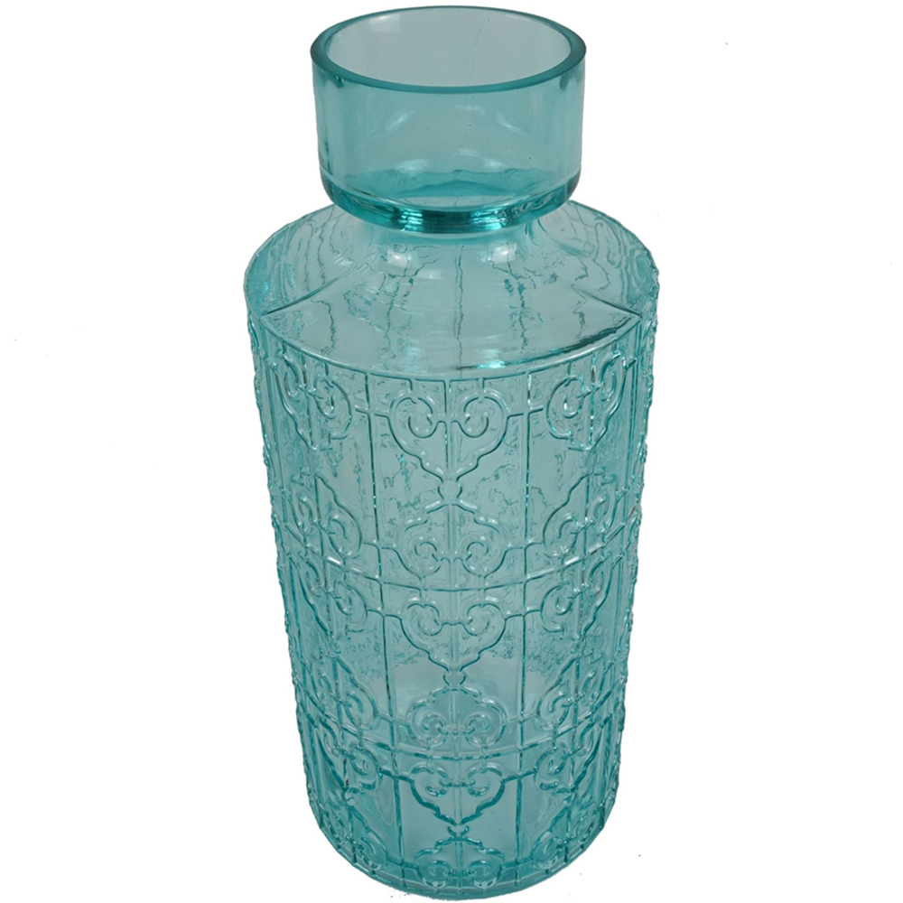 Botanik Turquoise Tall Glass Vase 40cm Image 3