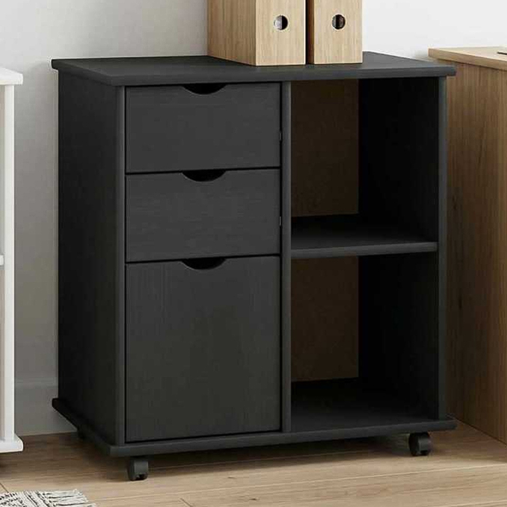 vidaXL Single Door 2 Drawer 2 Shelf Grey Rolling Storage Cabinet Image 1
