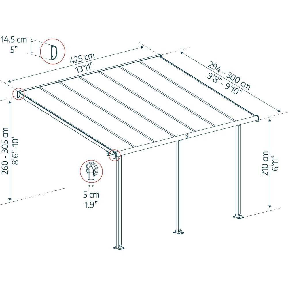 Palram Canopia Olympia Grey Clear 3 x 4.25m Patio Cover Image 6