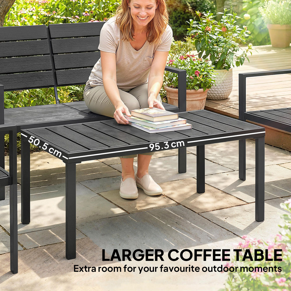 Outsunny 4 Seater Black Garden Sofa Set Image 6