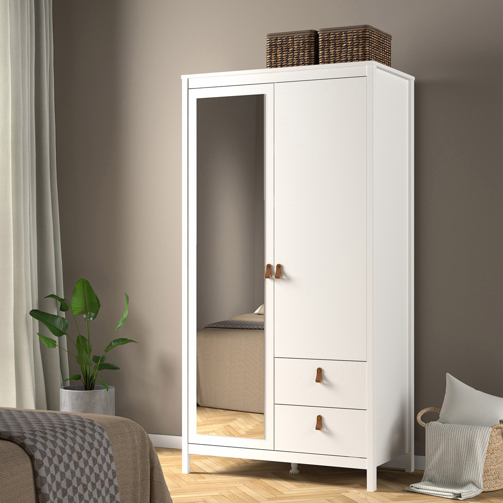 Florence Barcelona 2 Door 2 Drawer White Mirrored Wardrobe Image 5
