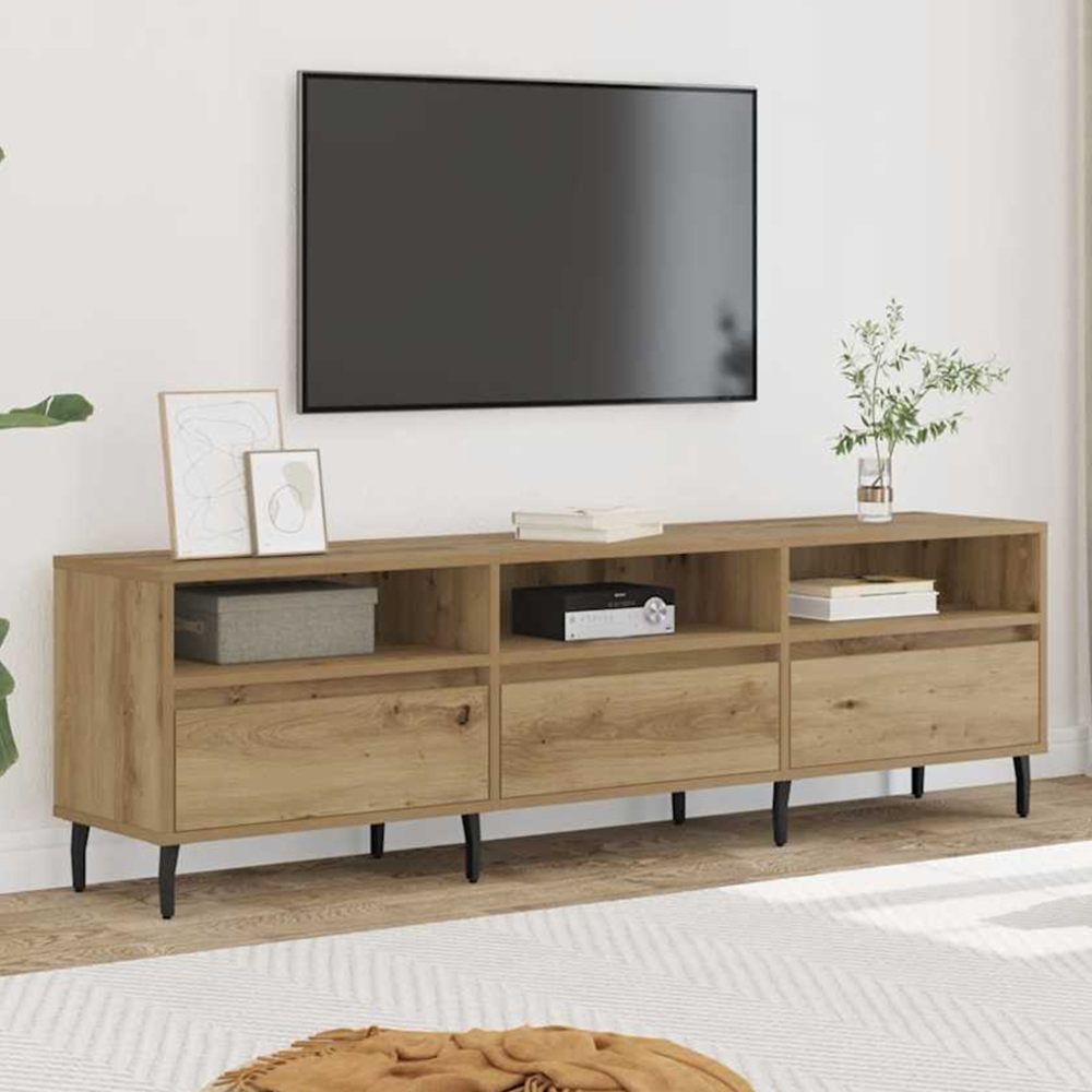 vidaXL 3 Door 3 Shelf Artisan Oak Wide TV Cabinet Image 1