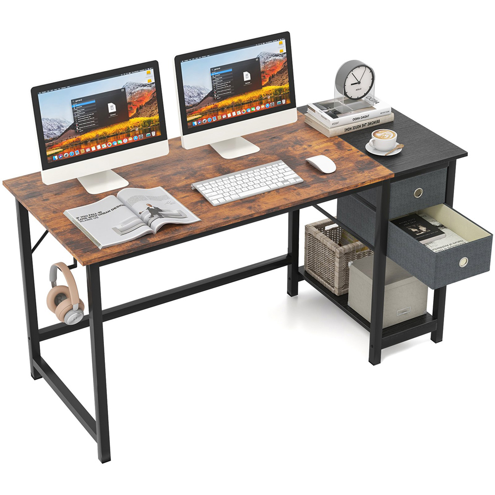 Costway 2 Drawer Single Shelf Computer Desk Image 3