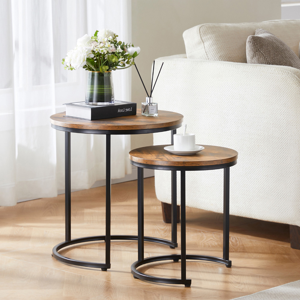 VIDA DESIGNS Brooklyn Dark Wood Nest of Tables Set of 2 Image 3
