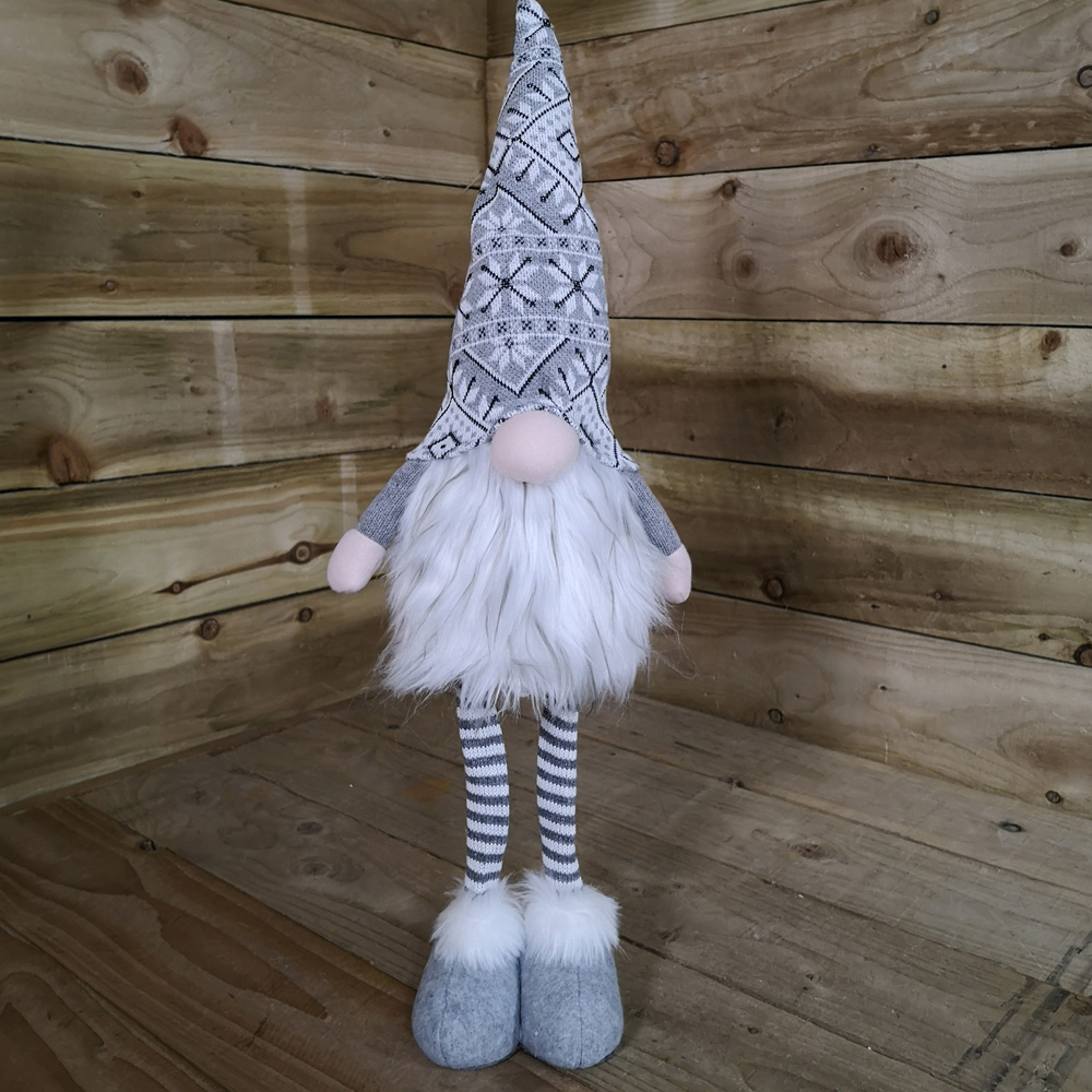 Samuel Alexander Grey Patterned Nordic Gnome Gonk Christmas Decoration 66cm Image 3