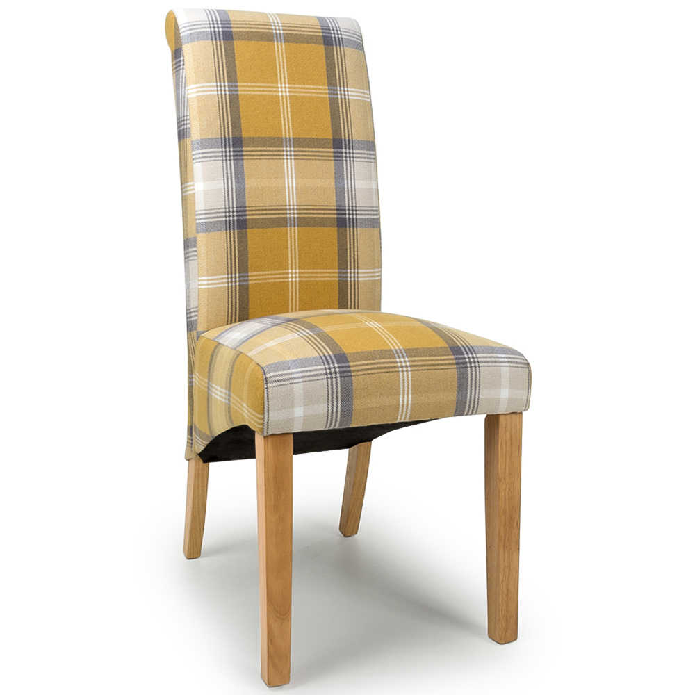 Karta Set of 2 Yellow Check Dining Chair Image 3