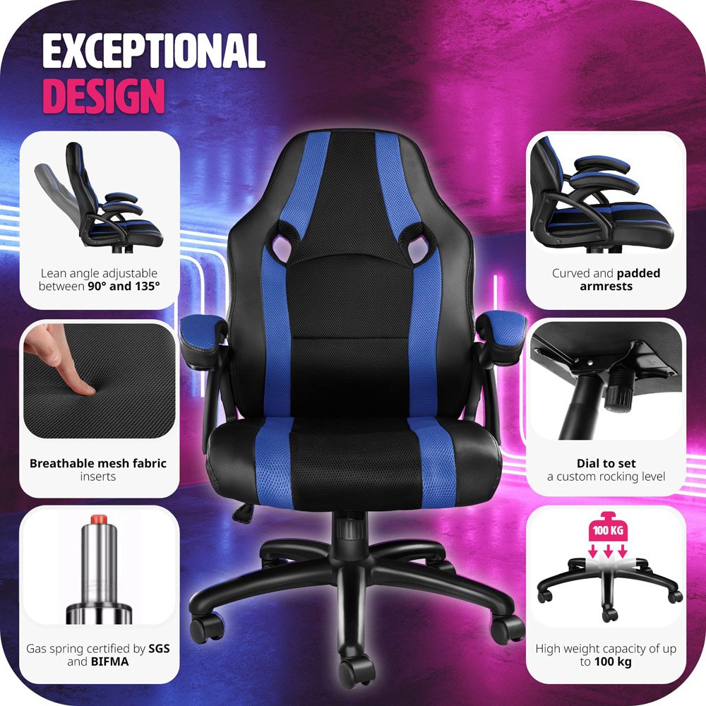 tectake Benny Black and Blue Gaming Chair Image 7