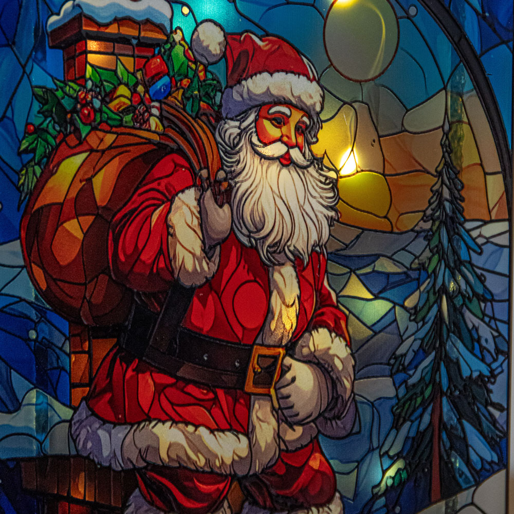 Samuel Alexander Light Up Stained Glass Santa on Chimney Christmas Decoration 21 x 13cm Image 6