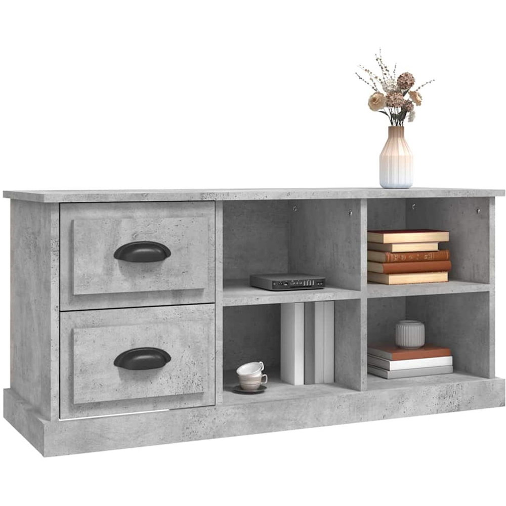 vidaXL 2 Drawer 4 Shelf Concrete Grey TV Cabinet Image 3