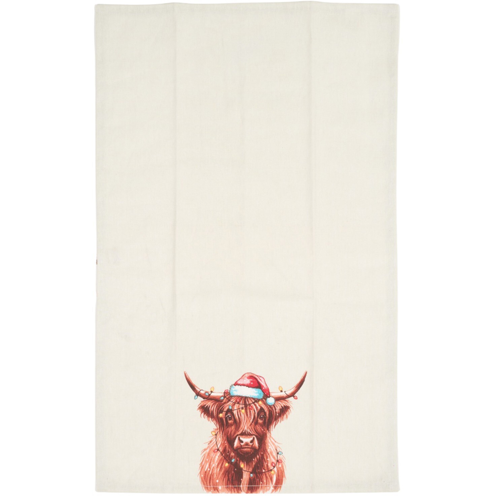 Pack of 3 Christmas Highland Cow Tea Towels Image 5