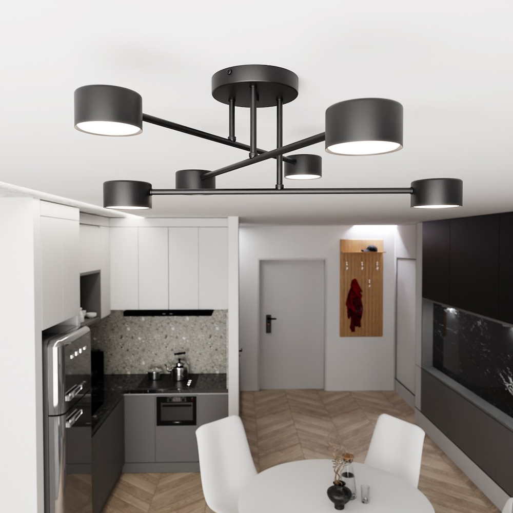 Emibig Halo 6 Light Black GX53 Ceiling Light Image 2