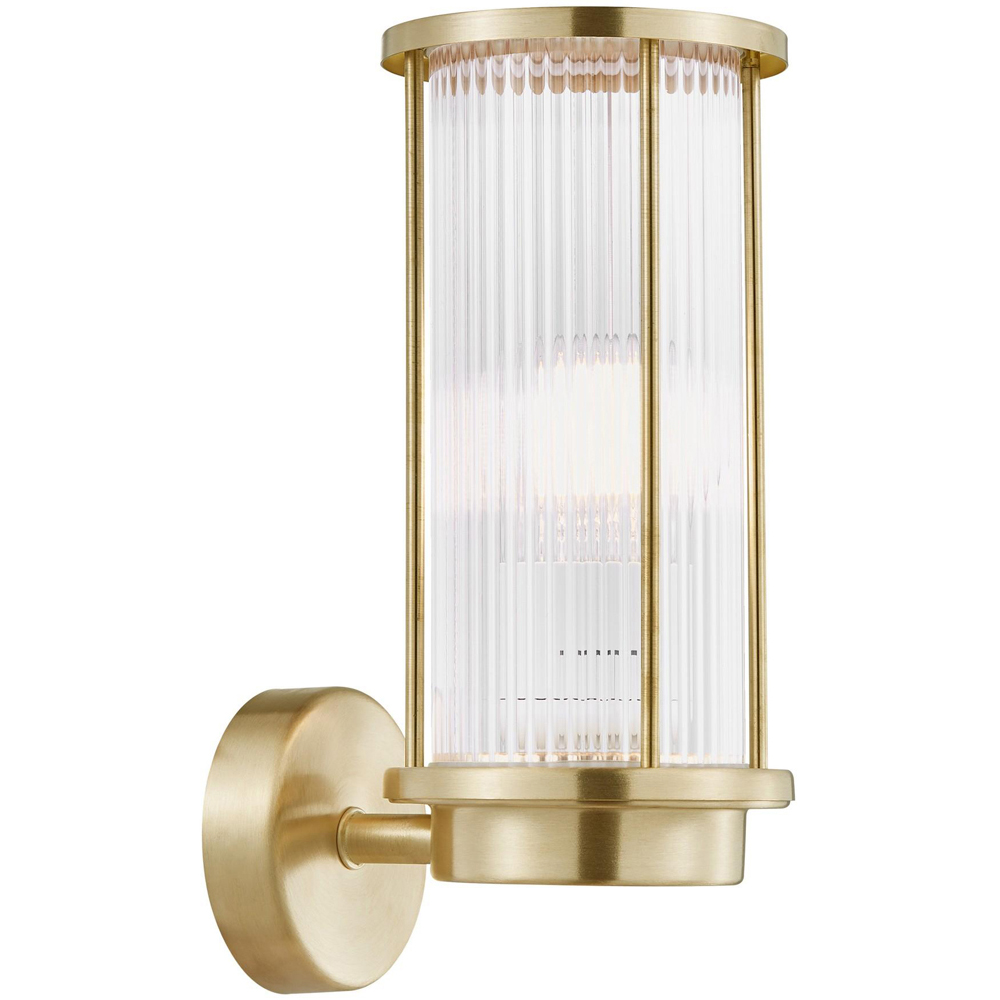 Nordlux Linton Brass Ribbed Diffuser Outdoor Wall Lamp Image 1