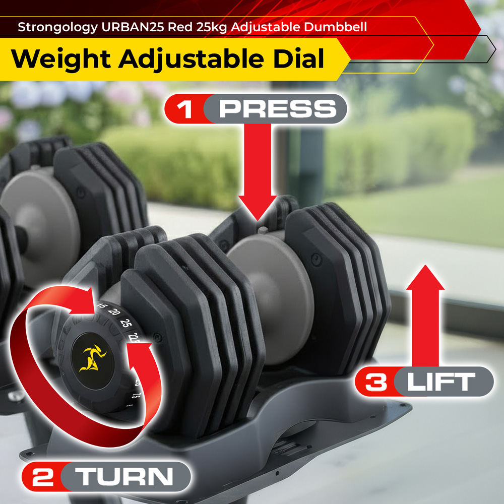 Strongology Urban25 Black and Grey Adjustable Smart Dumbbell 2.5 to 25kg Image 6