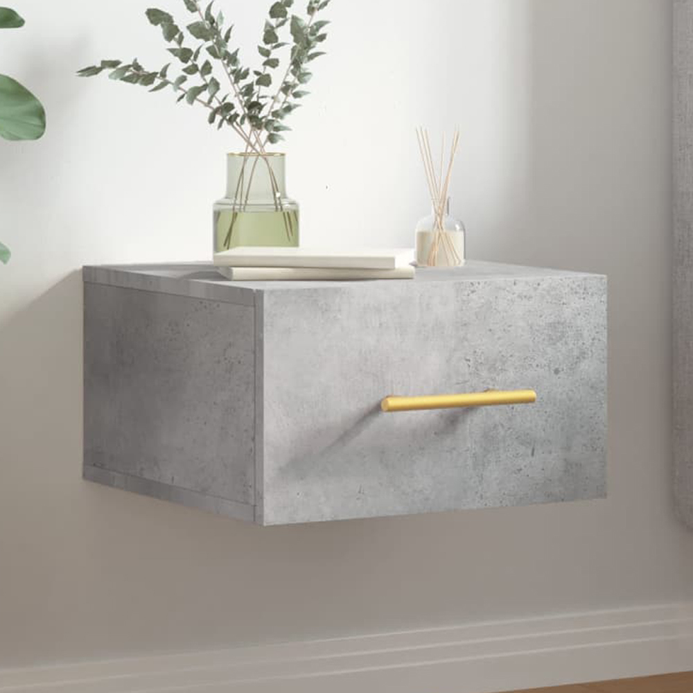 vidaXL Singe Drawer Concrete Grey Wall Mounted Bedside Table Image 1