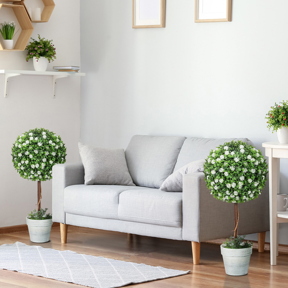 Portland White Rose Flower Artificial Plants in Pot 60cm 2 Pack Image 6