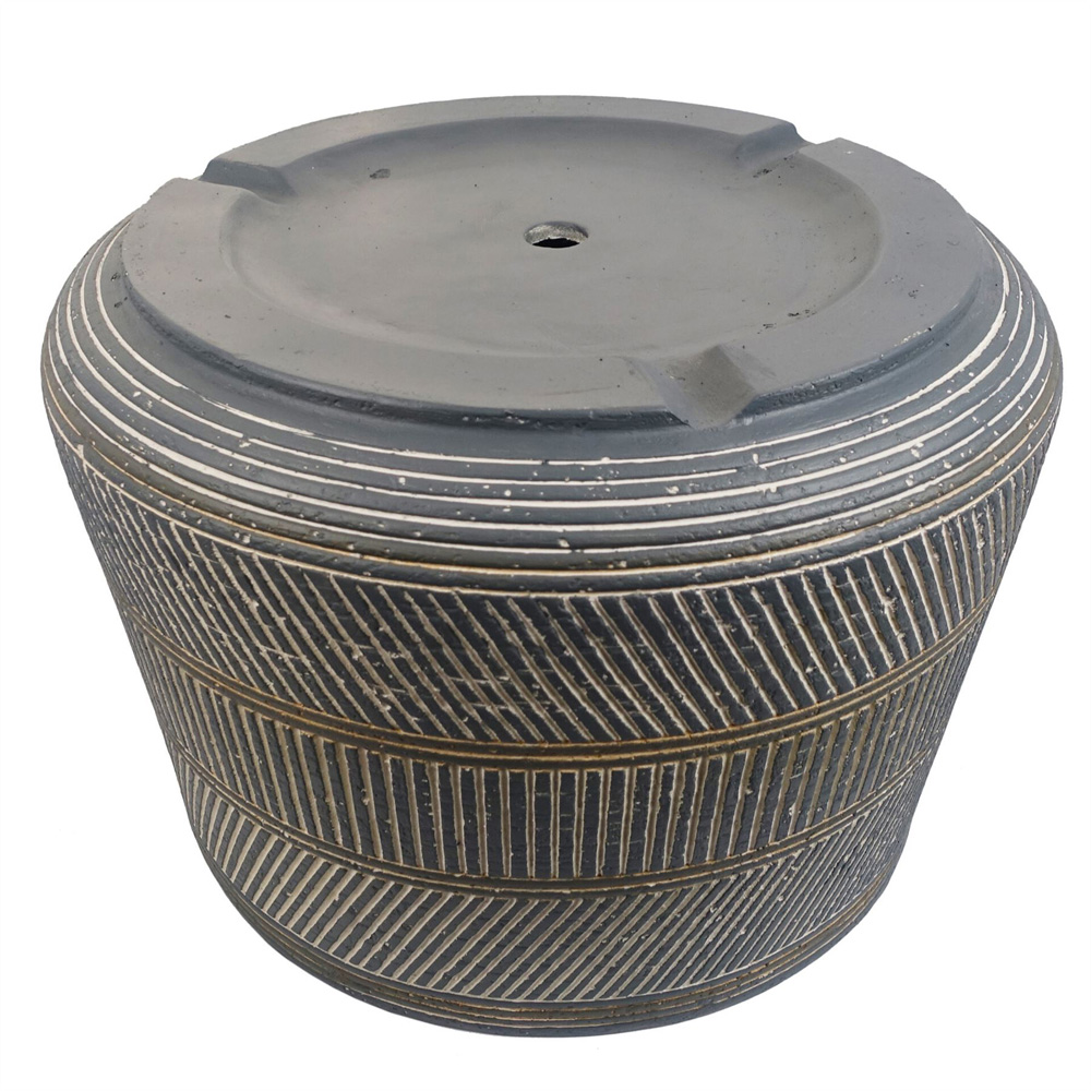 Leaf Maral Muted Blue and Grey Composite Planter with Etching 29 x 43cm Image 5