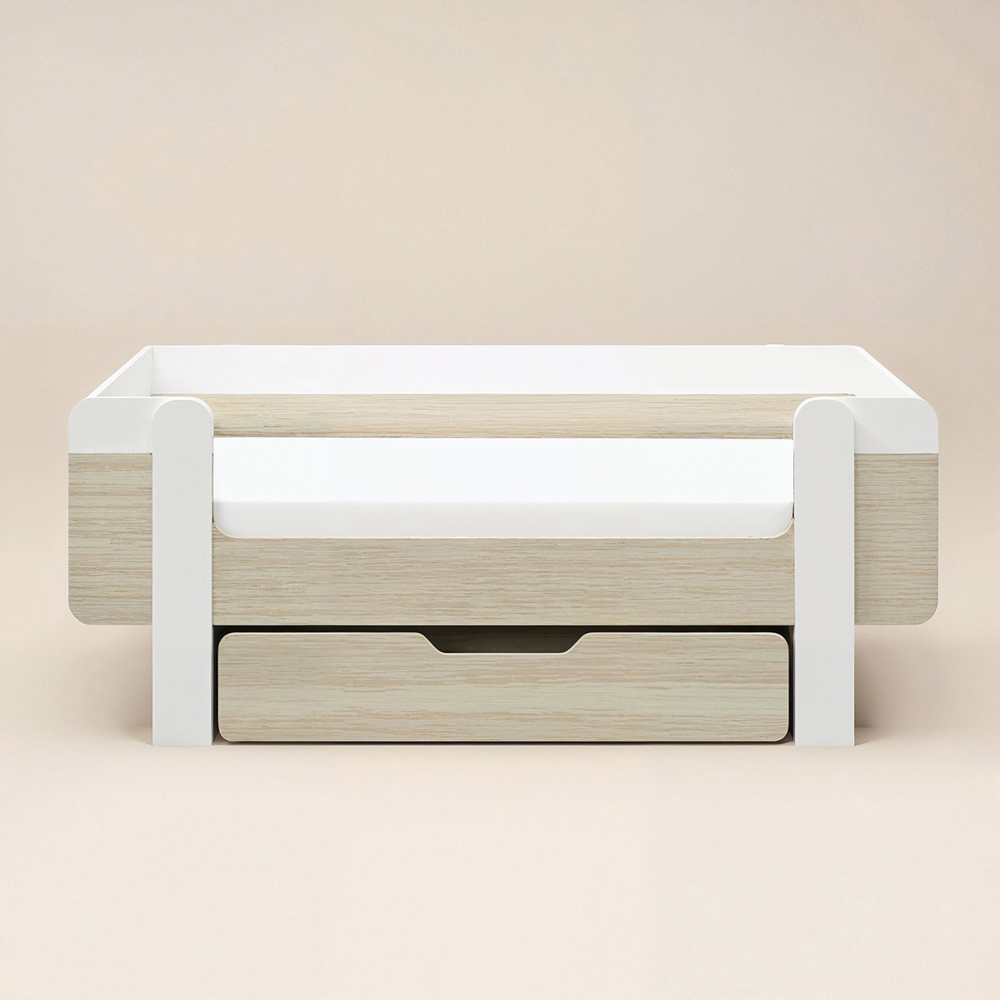 Flair Alfie Toddler White and Oak Wooden Bed with Storage Image 3