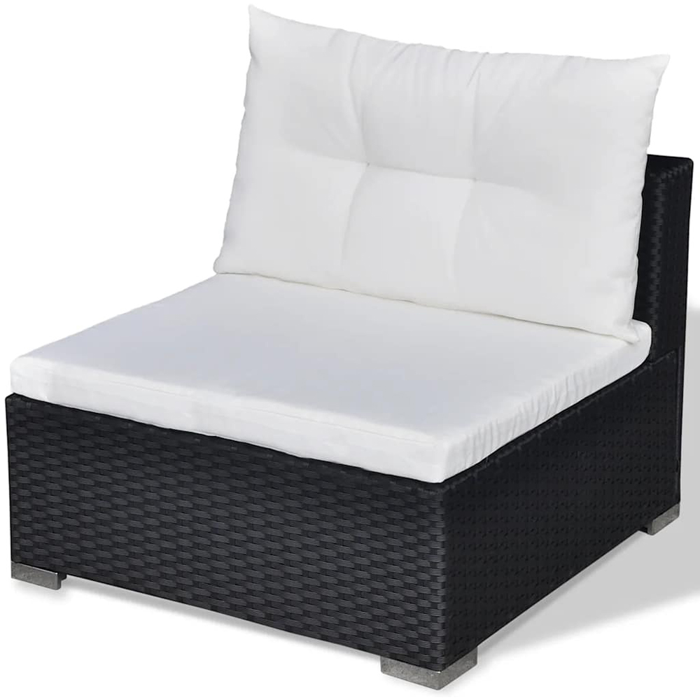 Walplus 5 Piece Black Poly Rattan Garden Lounge Set with Cushions Image 7