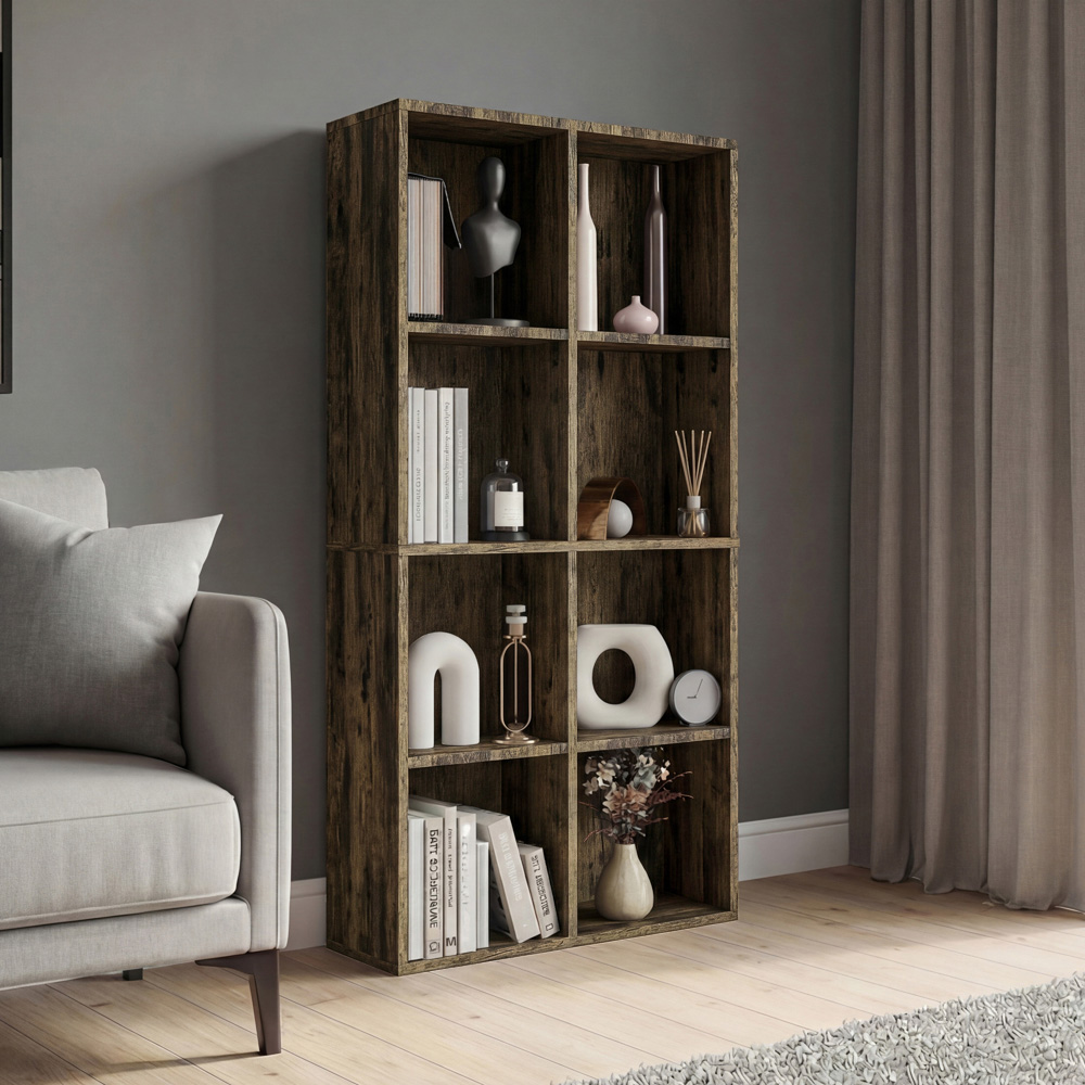 VIDA DESIGNS 8 Shelf Dark Wood Cube Storage Unit Image 3