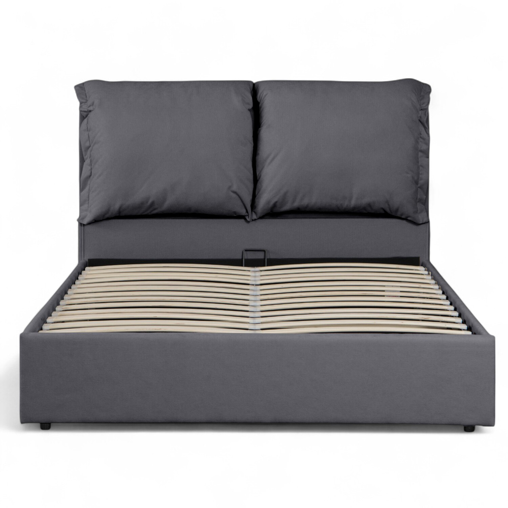 OAT Home Chester Double Charcoal Grey Ottoman Bed Image 3