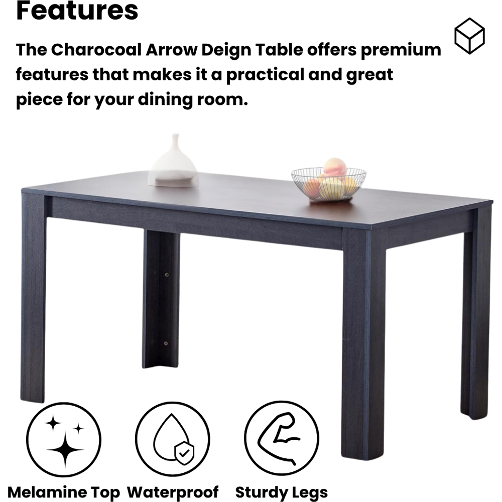 Kosy Koala 6 Seater Velvet Wooden Dining Set Dark Grey and Black Image 5