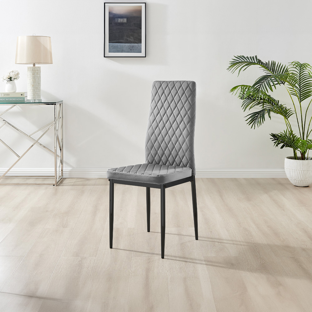 Furniturebox Lucia Valera 6 Seater Dining Set Black Gloss and Grey Image 4