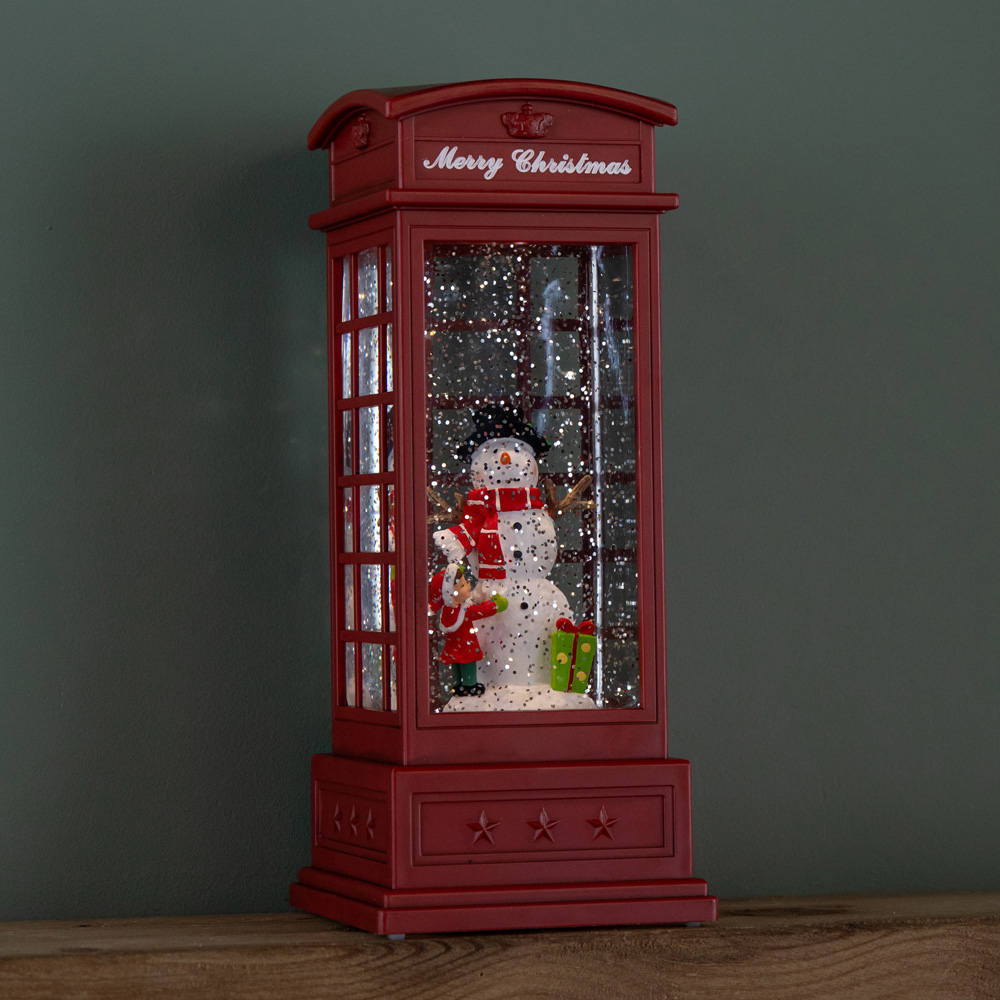 Samuel Alexander Snowman Scene Phone Box Water Spinner Christmas Decoration 25cm Image 4