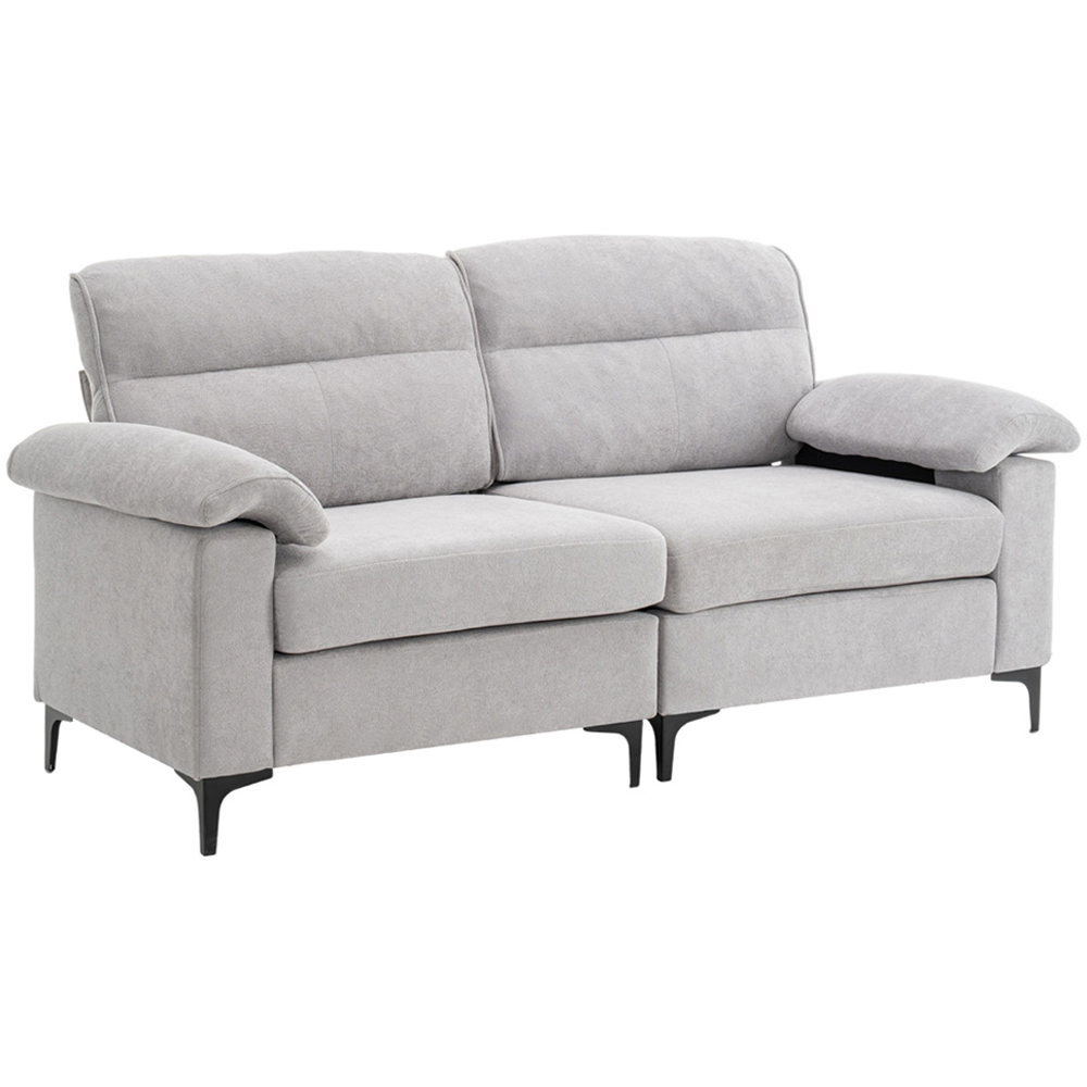 Living and Home 2 Seater Grey Chenille Sofa Image 2