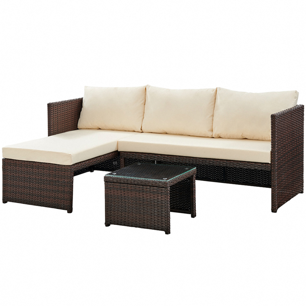 Home Detail Havana 3 Seater Brown Rattan Sofa Set with Cover Image 2