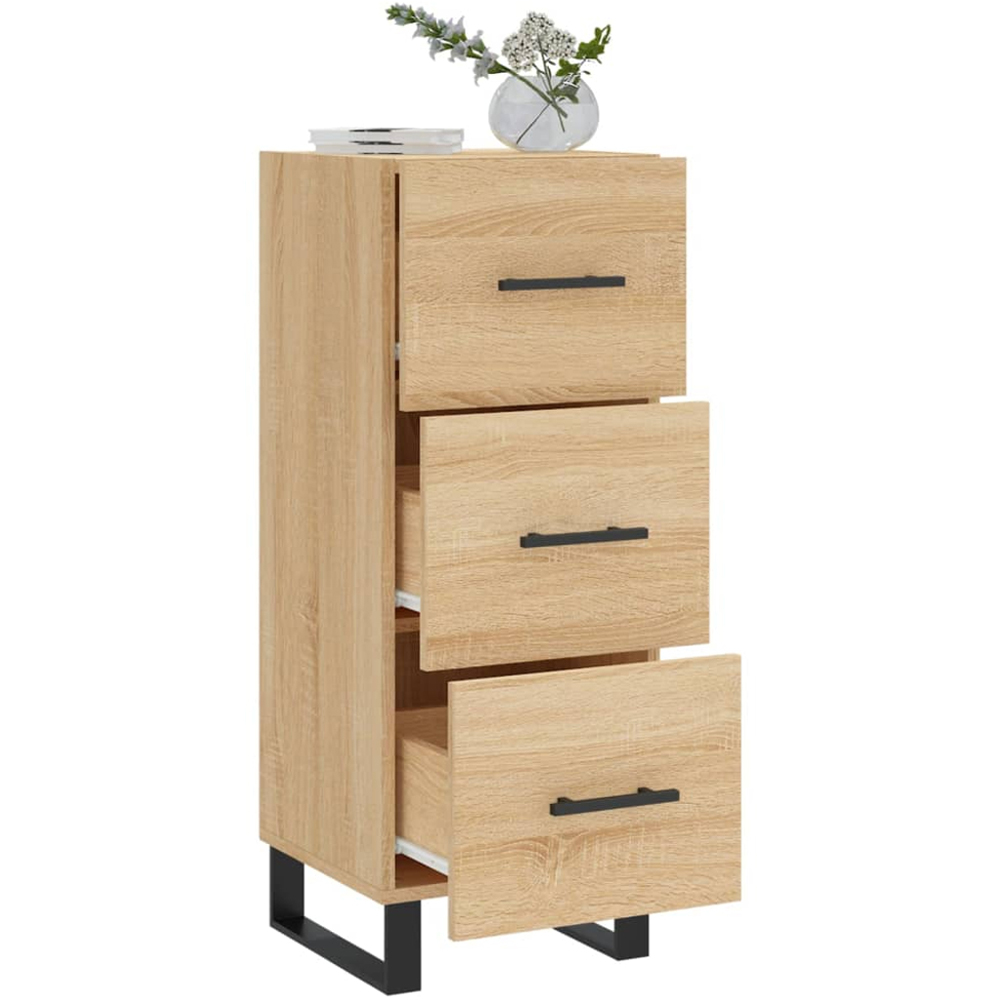 vidaXL 3 Drawer Sonoma Oak Slim Sideboard Image 4