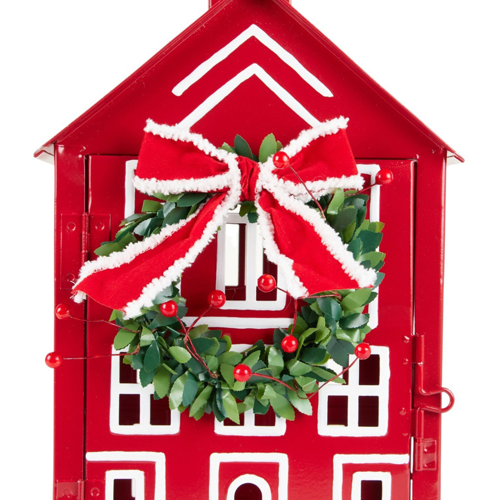 Metal House Standing Decoration Red Image 4