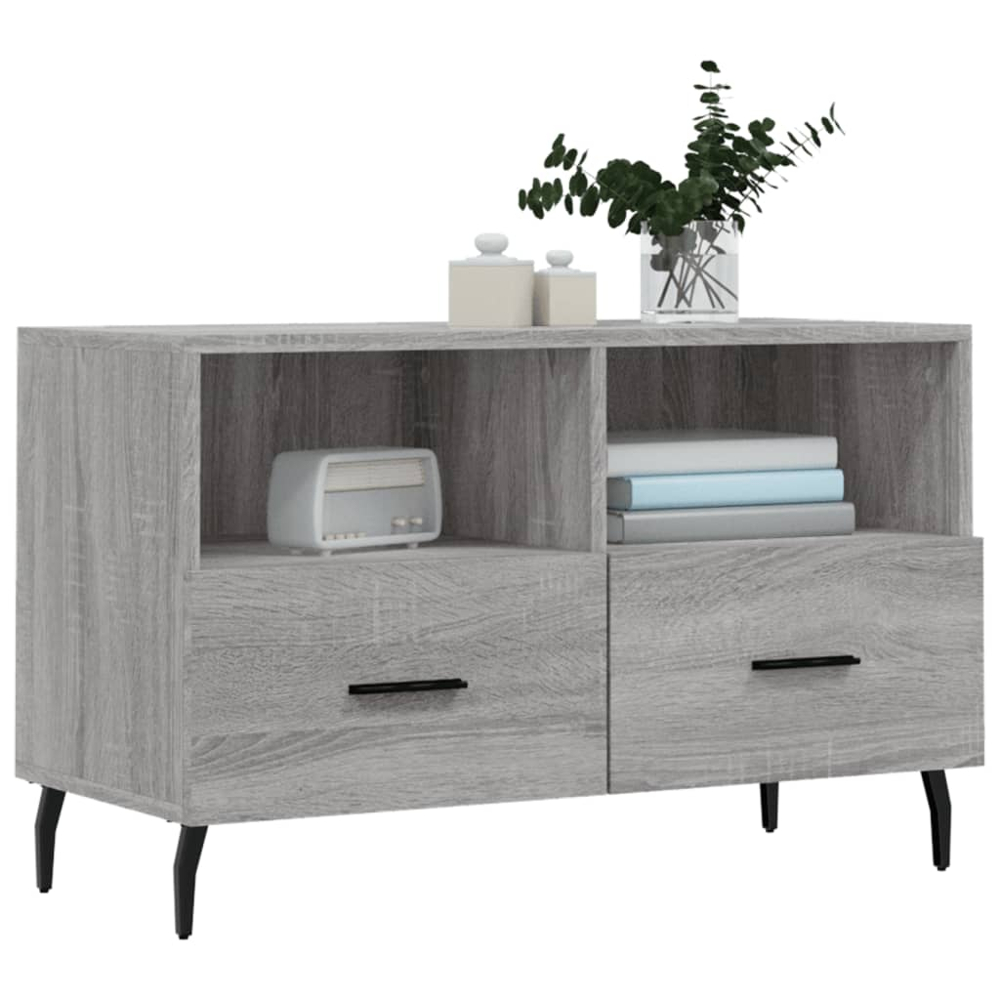 vidaXL 2 Drawer 2 Shelf Grey Sonoma TV Cabinet Image 3