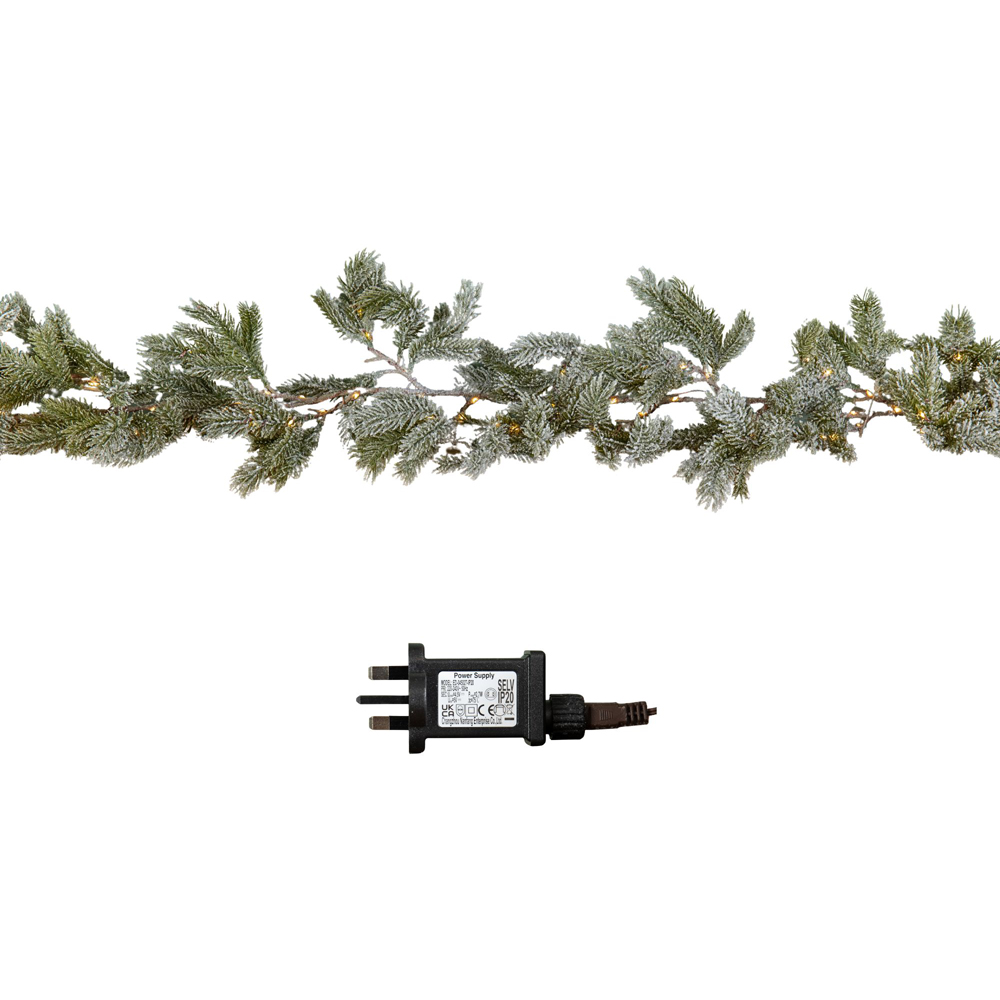 Samuel Alexander 120 Warm White LED Frosted Pine Needle Christmas Garland 180cm Image 3
