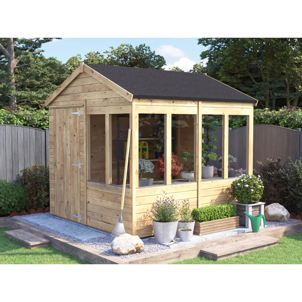 Dunster House Overlord 8 x 8ft Modular Brown Superfelt Apex Potting Shed Image 3