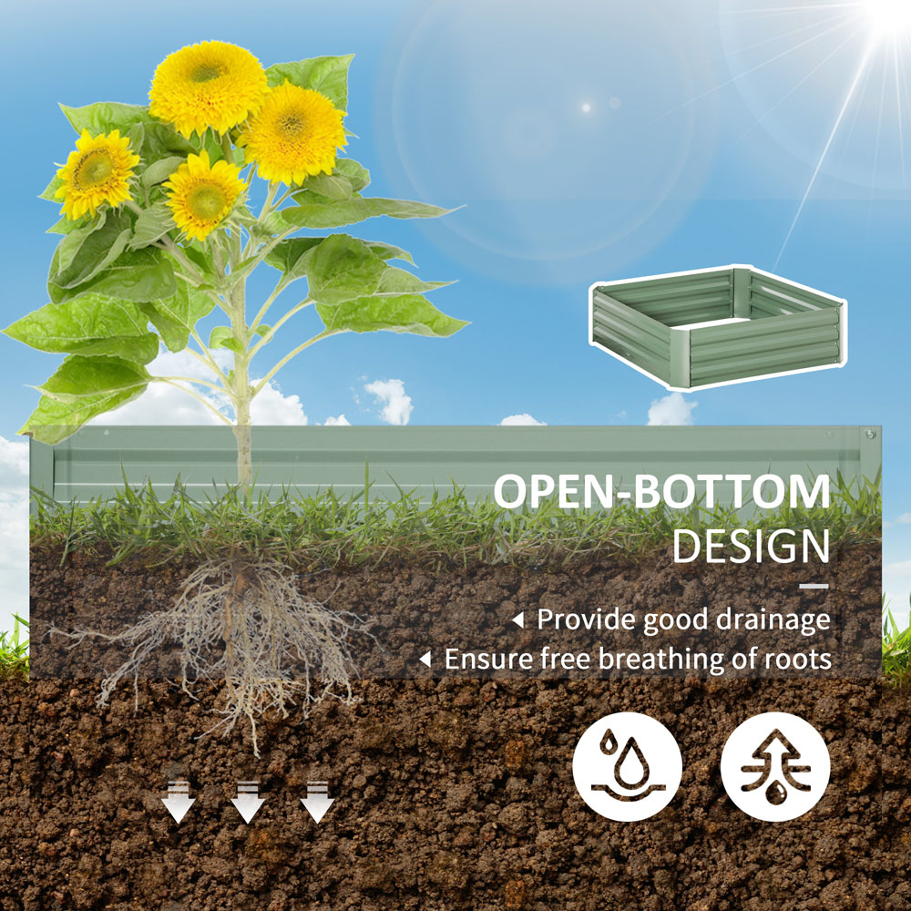 Outsunny Green Galvanised Steel Easy Setup Raised Garden Bed Planter 2 Pack Image 5