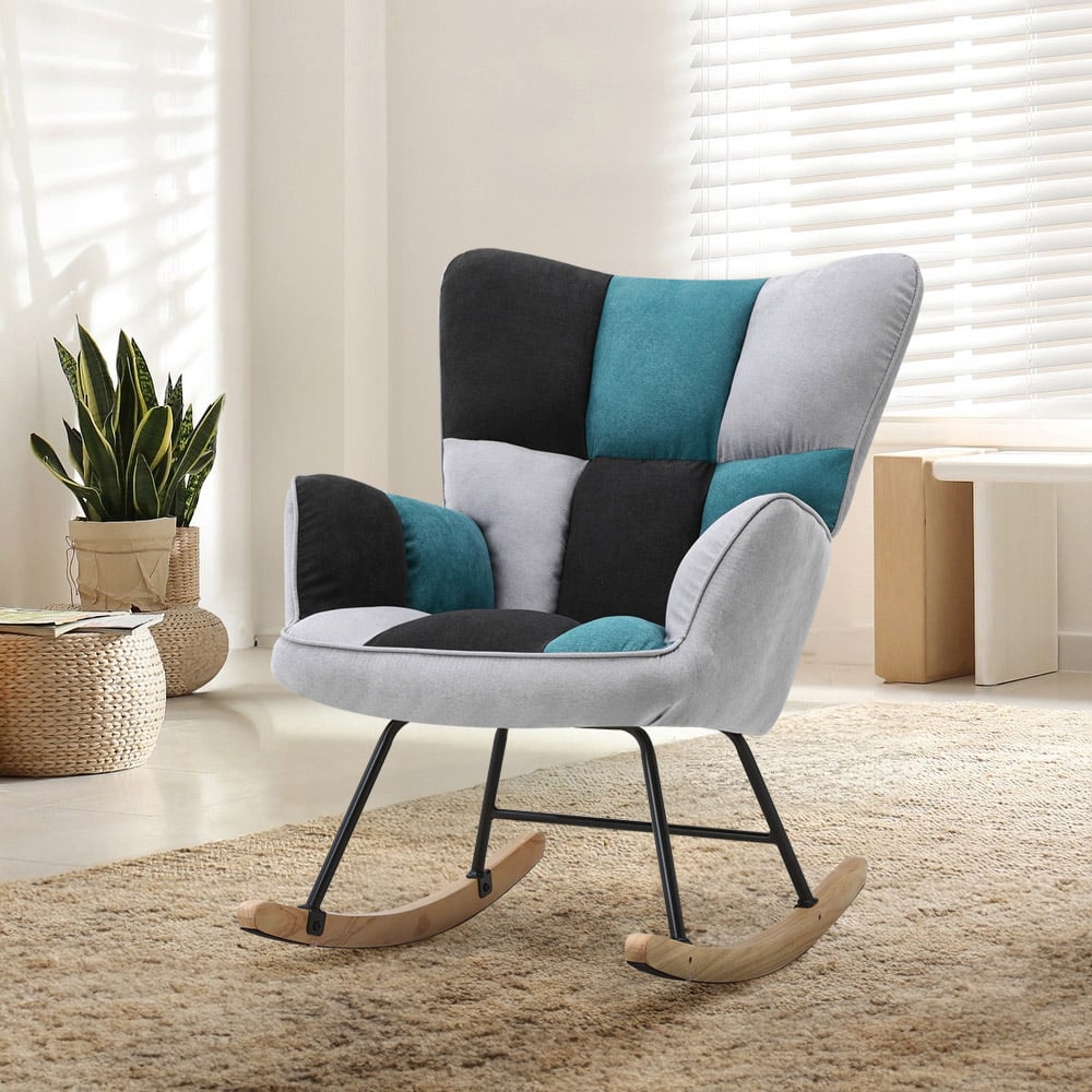 Living and Home Tufted Upholstered Rocking Chair Image 8