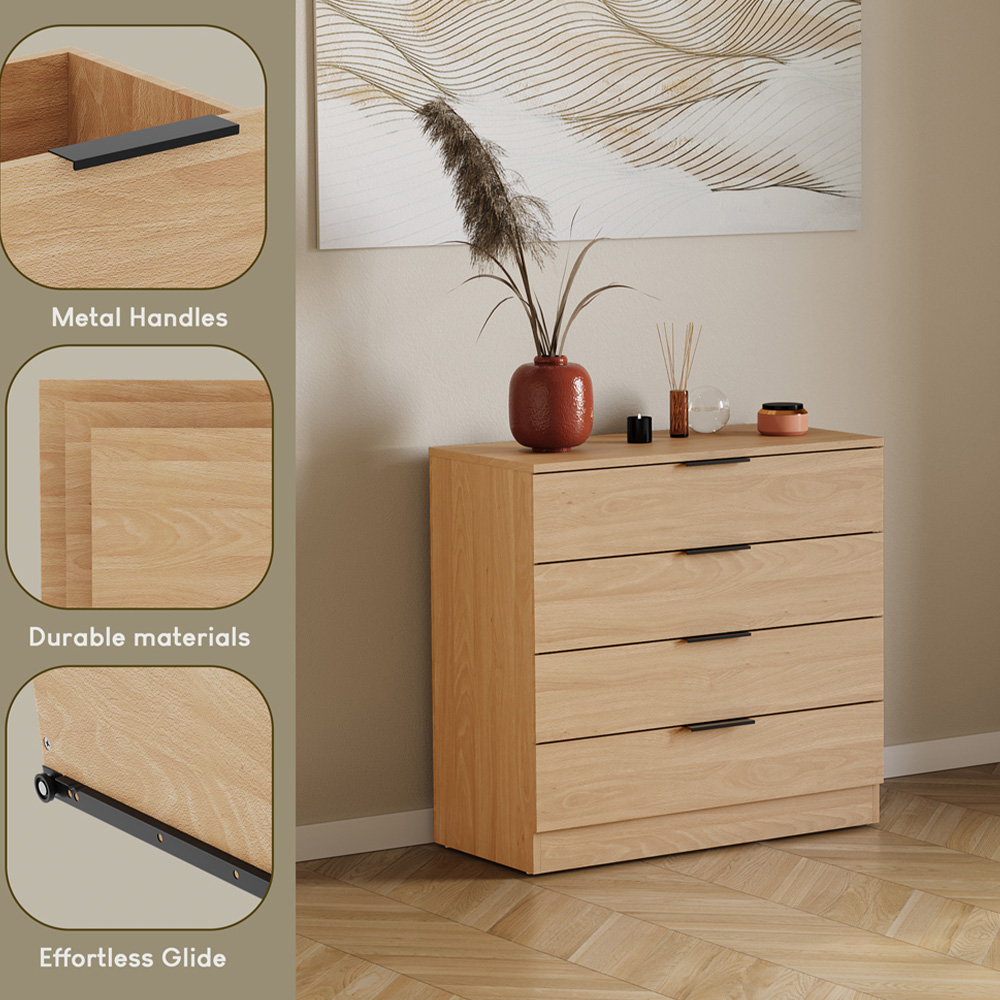 VIDA DESIGNS Trega 4 Drawer Pine Bedside Cabinet Image 8