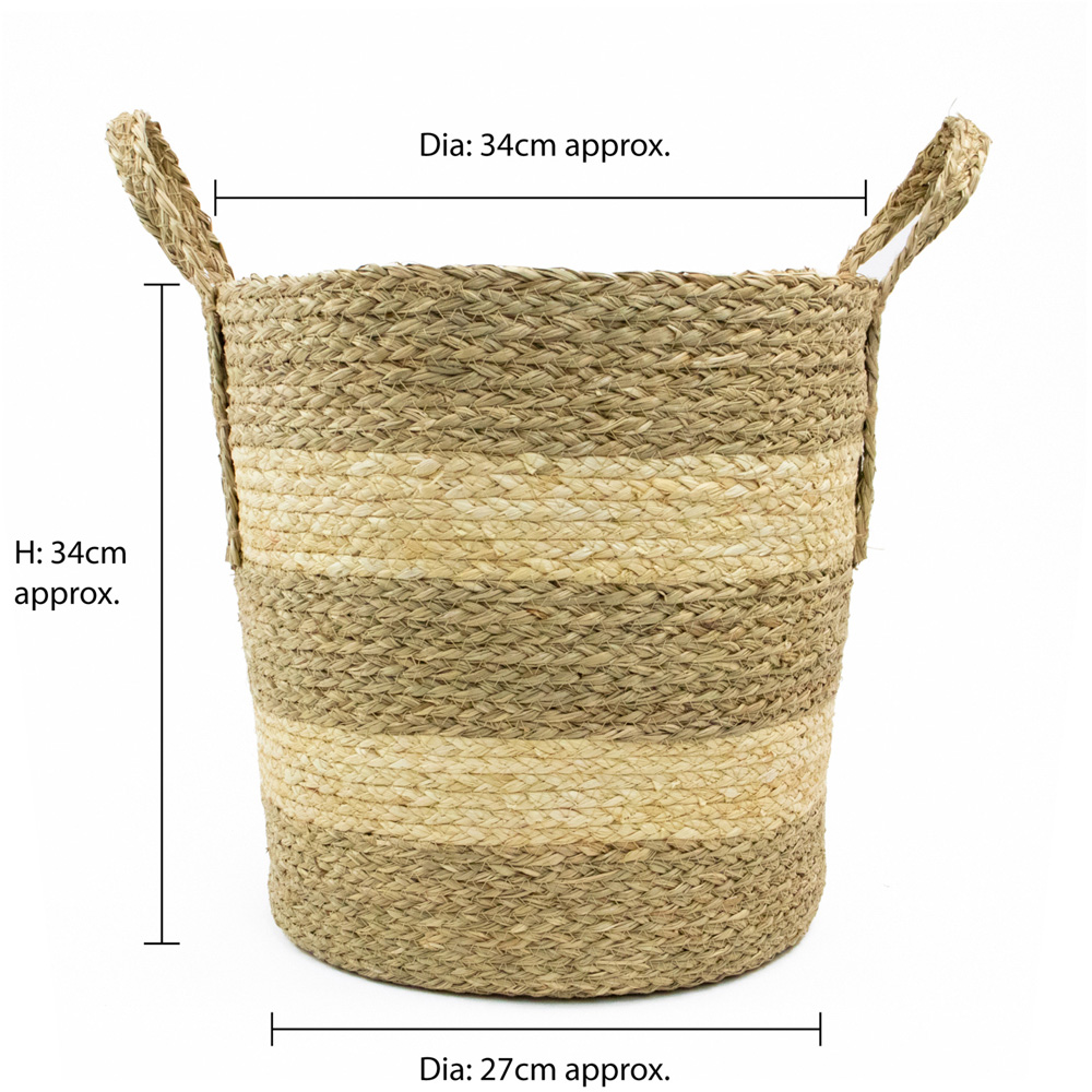 JVL Palma Maize Natural Round Storage Basket with Handle Image 6