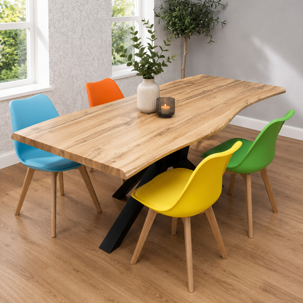 Portland 4 Seater Faux Leather Plastic Wooden Dining Set Multicolour Image 1
