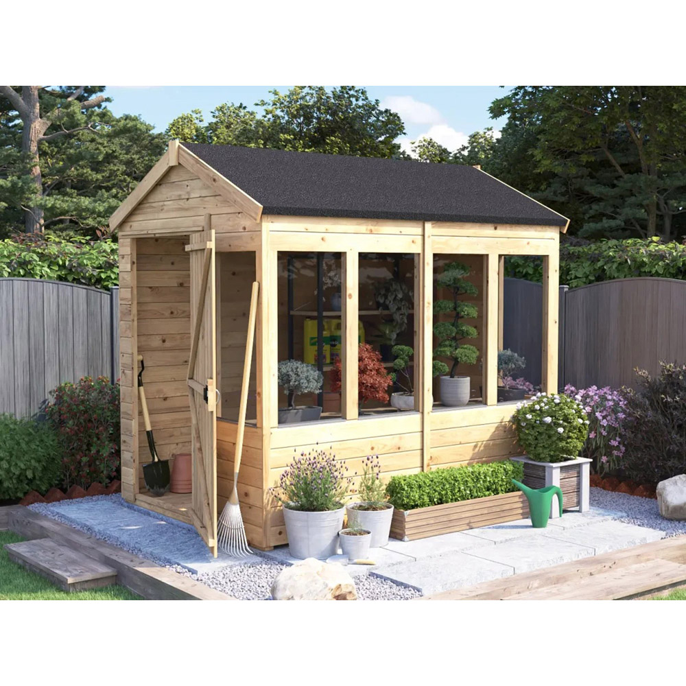 Dunster House Overlord 6 x 8ft Modular Brown Superfelt Apex Potting Shed Image 2