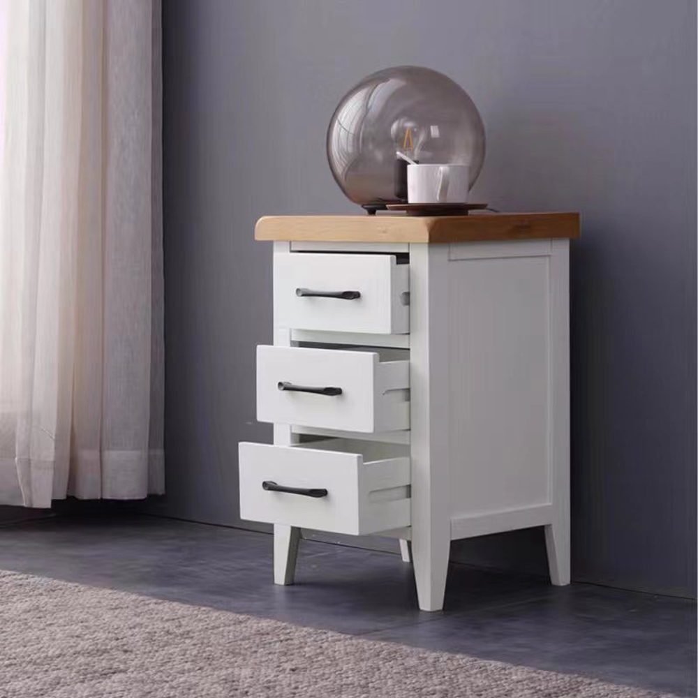 Furniture One 3 Drawer White Bedside Table Image 5