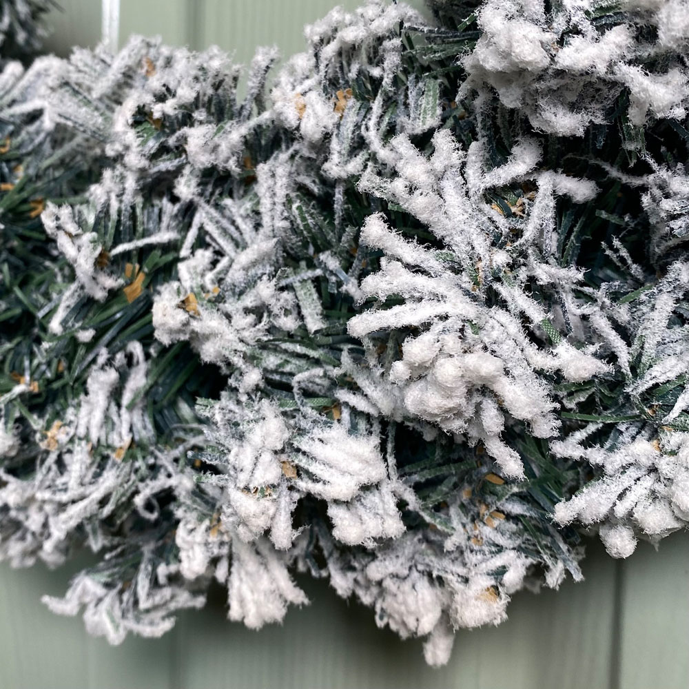 Premier Snow Flocked Woodcote Pine Christmas Wreath 50cm Image 4