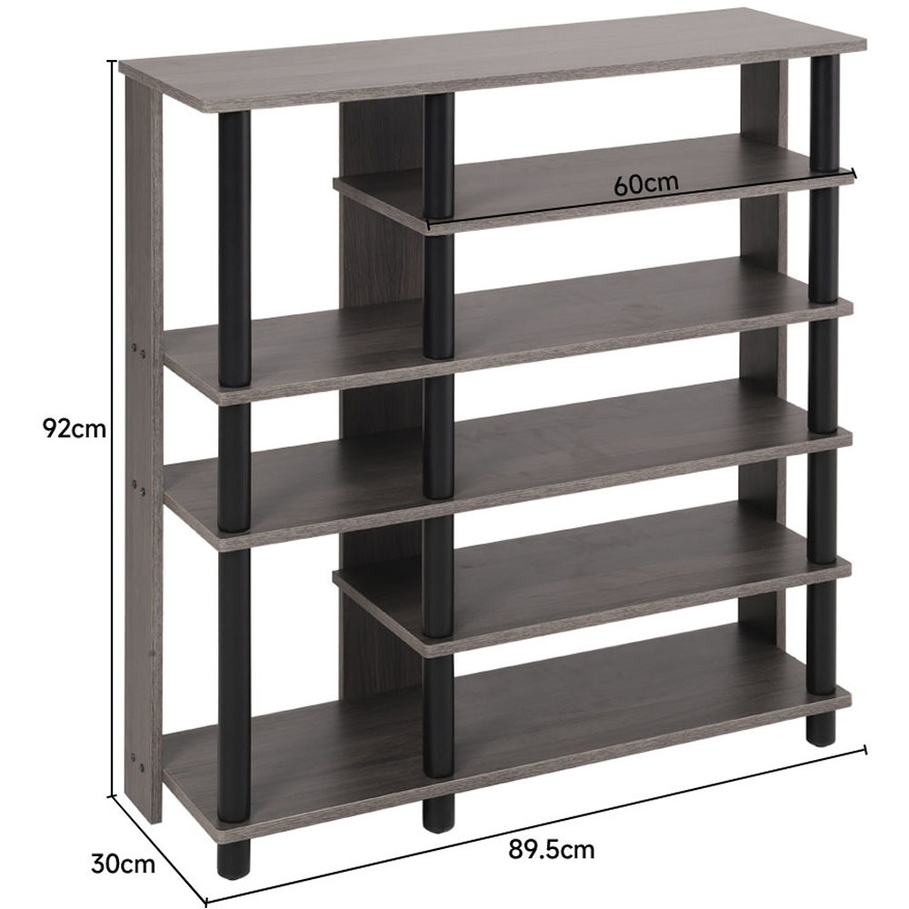 H&O Direct 8 Shelf Brown Wooden Open Style Shoe Rack Image 5