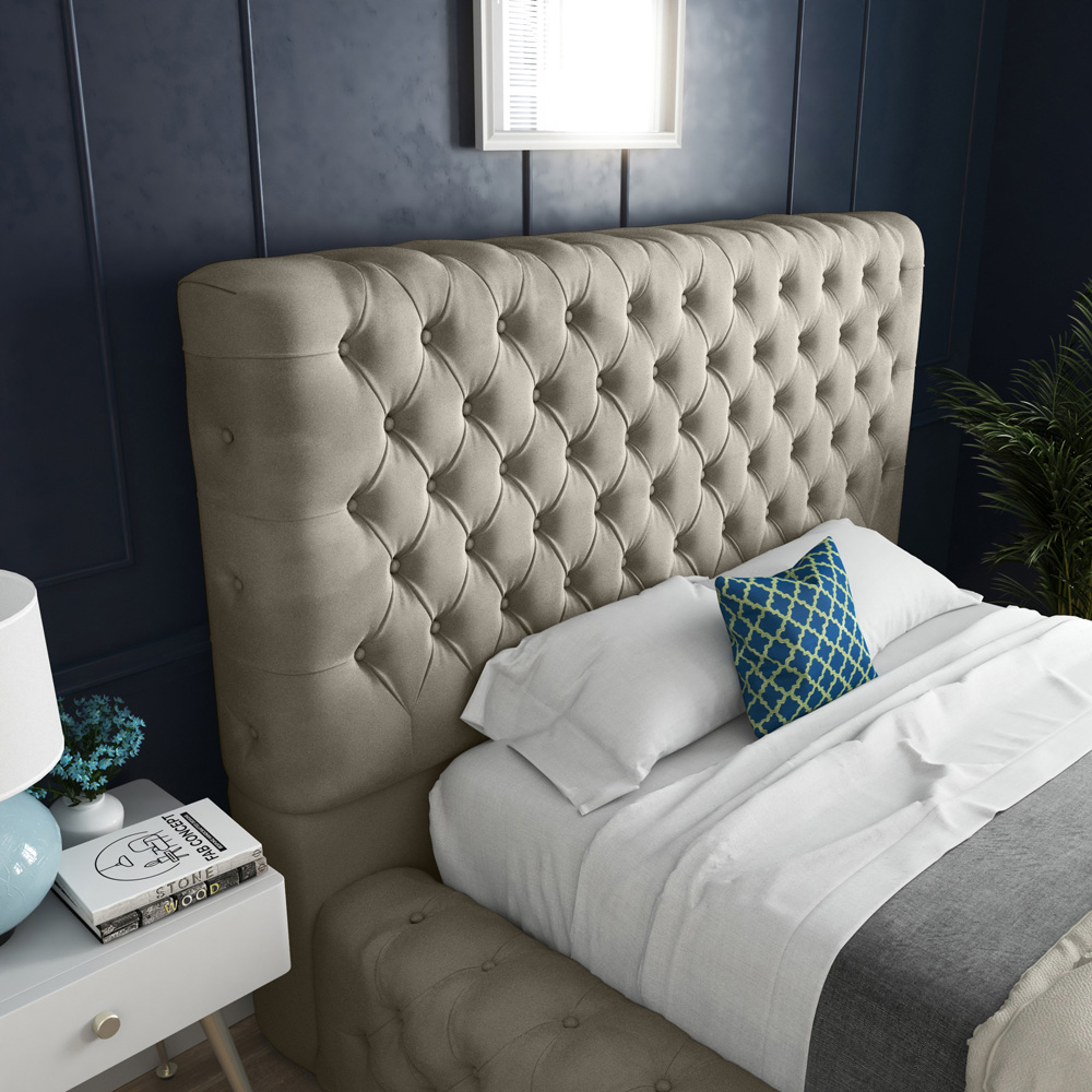 DS Living Cambridge Small Double Cream Soft Velvet Bed Frame Image 2