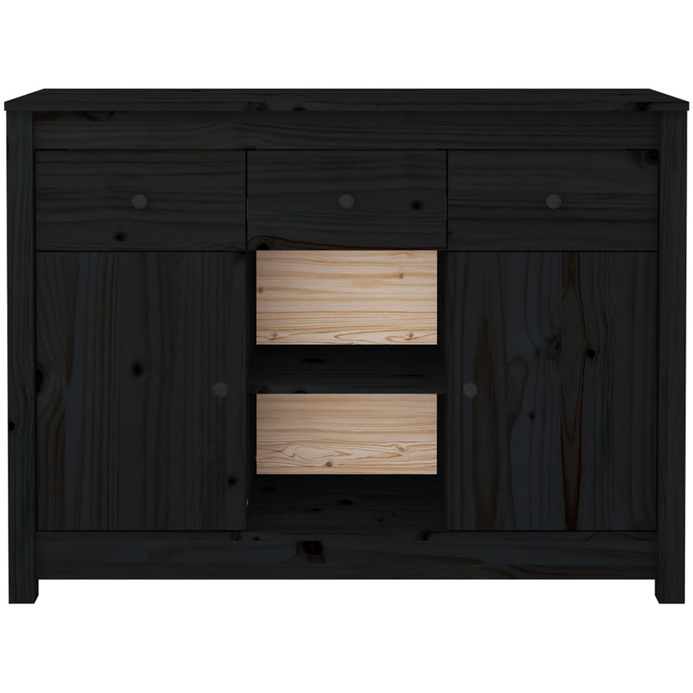 vidaXL 2 Door 3 Drawer 2 Shelf Black Wooden Sideboard Image 6