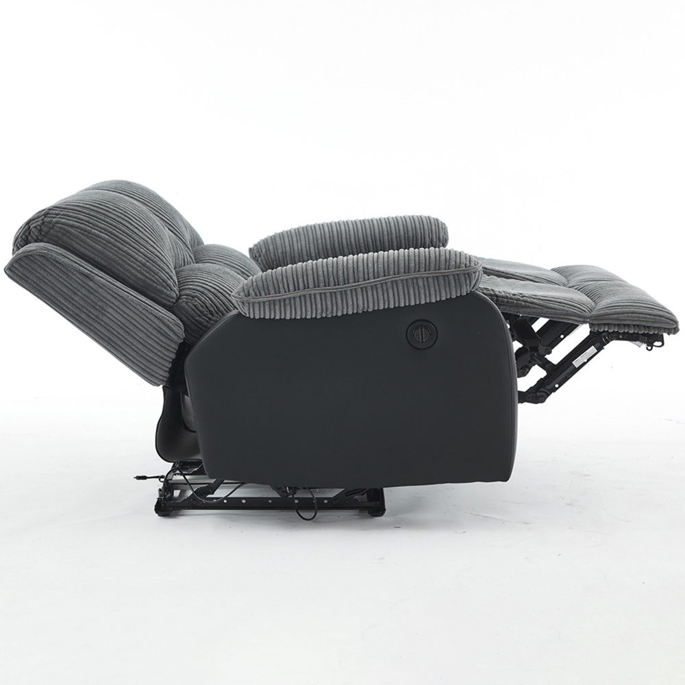 Furniture One 2 Seater Grey Sectional Corduroy Electric Recliner Sofa Image 3
