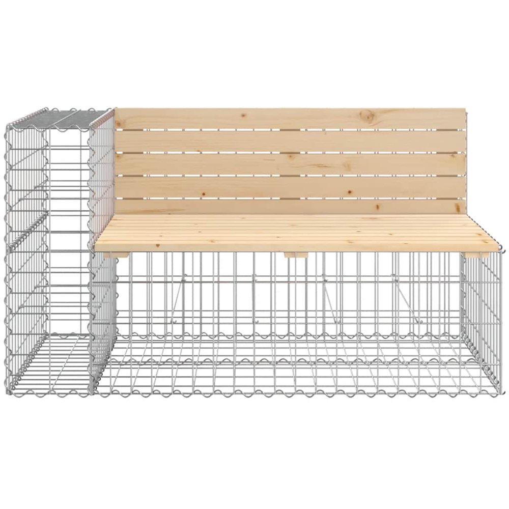 vidaXL Brown Solid Wood Pine Garden Bench with Gabion Basket 65.5 x 192 x 71cm Image 3