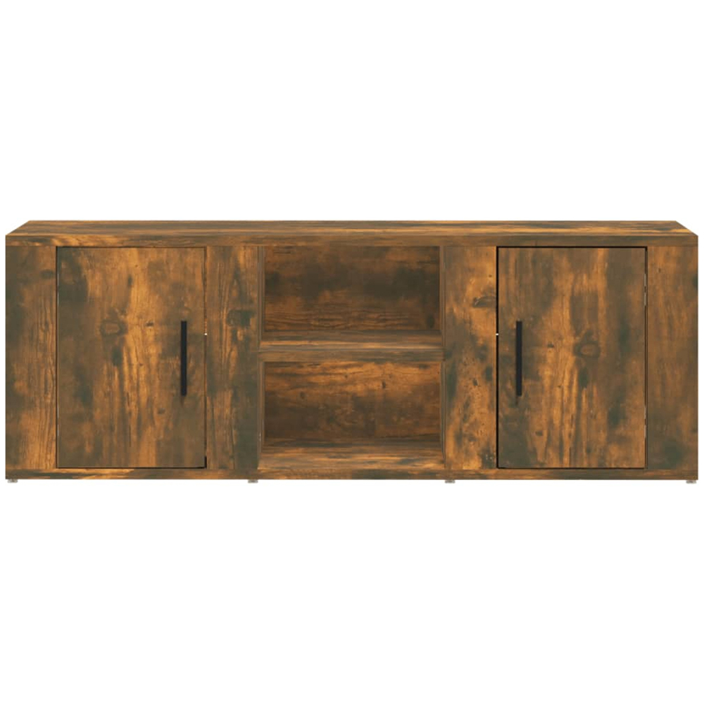 vidaXL 2 Door 2 Shelf Smoked Oak Wide TV Cabinet Image 4
