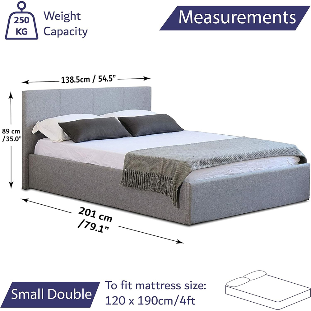 Home Treats Small Double Grey Ottoman Bed Image 7